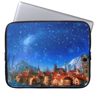 3D-Illustration eines kleinen Alpendorfes bei Morg Laptopschutzhülle