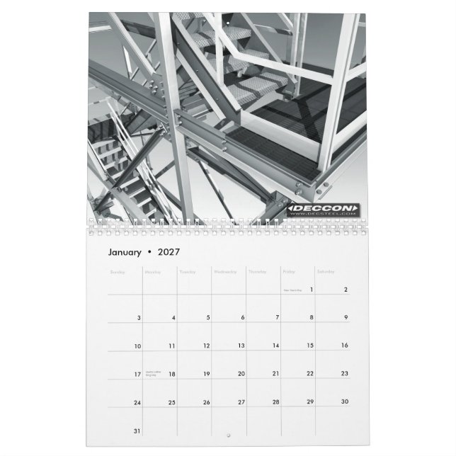 3D INDUSTRIELLE SCHÖNE KUNST B&W - DIGITAL-KUNST KALENDER (Jan 2027)
