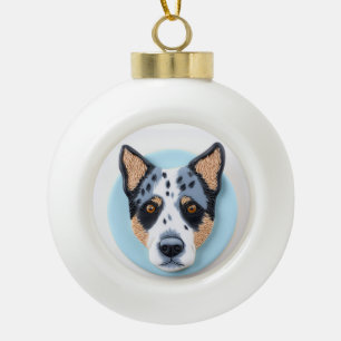 3D inspirierter Blue Heeler Hund Keramik Kugel-Ornament