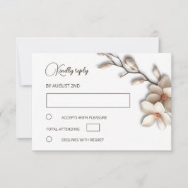 3D Ivory Magnolia Simple Wedding RSVP Karte