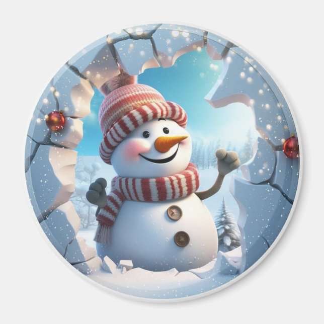 3D Jolly Snowman Magnet (Vorne)