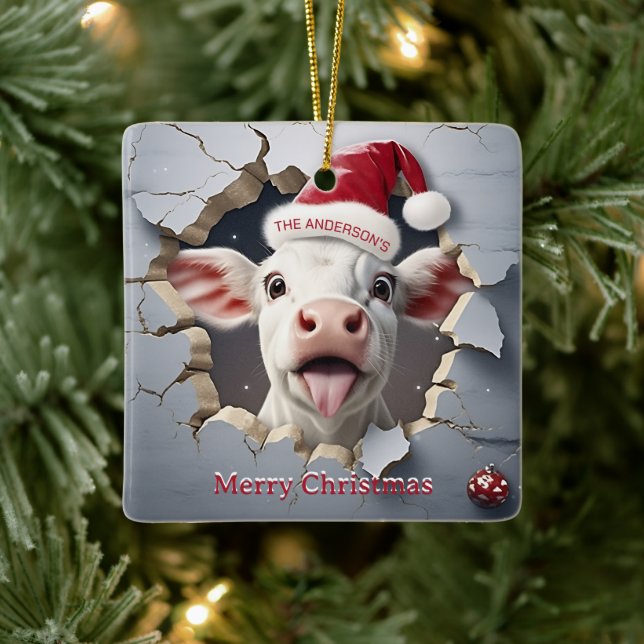 3D Kalb Weihnachten Keramikornament (Baum)