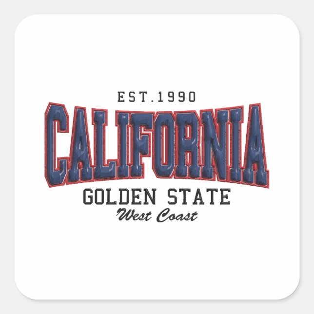 3D Kalifornien Quadratischer Aufkleber (Vorderseite)