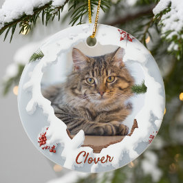 3D Katzen-Weihnachtsgeschenk mit personalisiertem  Keramik Ornament
