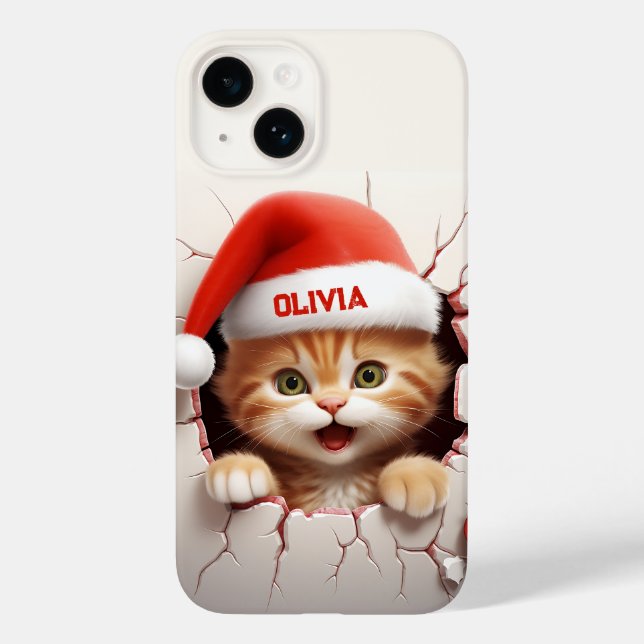 3D Kitten Weihnachten Case-Mate iPhone 14 Hülle (Rückseite)
