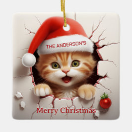 3D Kitten Weihnachten Keramikornament