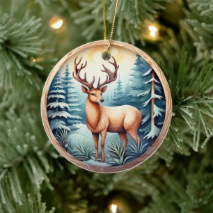 3D-KLASSISCHER-WEIhnachtsHIRSCH Keramik Ornament