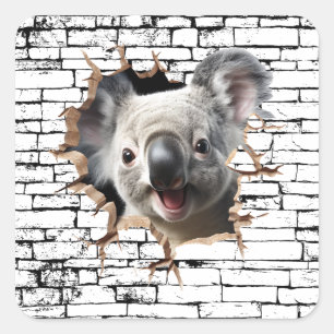 3D Koala Mauer - Museo Cantonale d'Arte Quadratischer Aufkleber