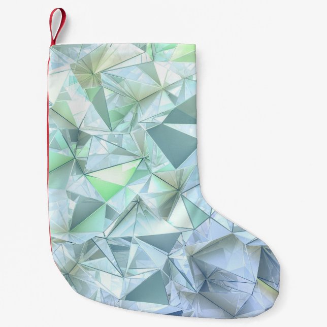 3D Kristalldreieck, Illustrative Darstellung. Kleiner Weihnachtsstrumpf (Vorderseite)