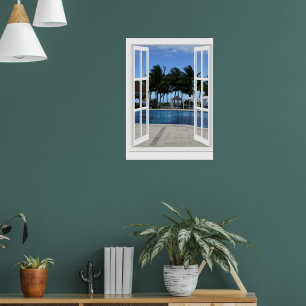 3D-Kunstposter Schwimmbadansicht falsches Fenster Poster