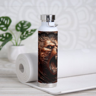 3D-Lederwerkzeug mit gedrucktem Grizzly Bär Trinkflasche