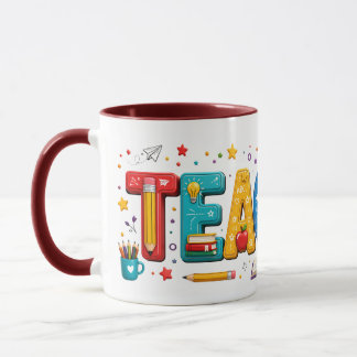 3D-Lehrer-Typografie-Kunst-Tasse – Wertschätzungsg Tasse