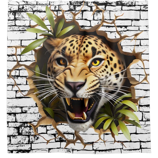 3D Leopard Mendrisiotto Duschvorhang (Vorderseite)