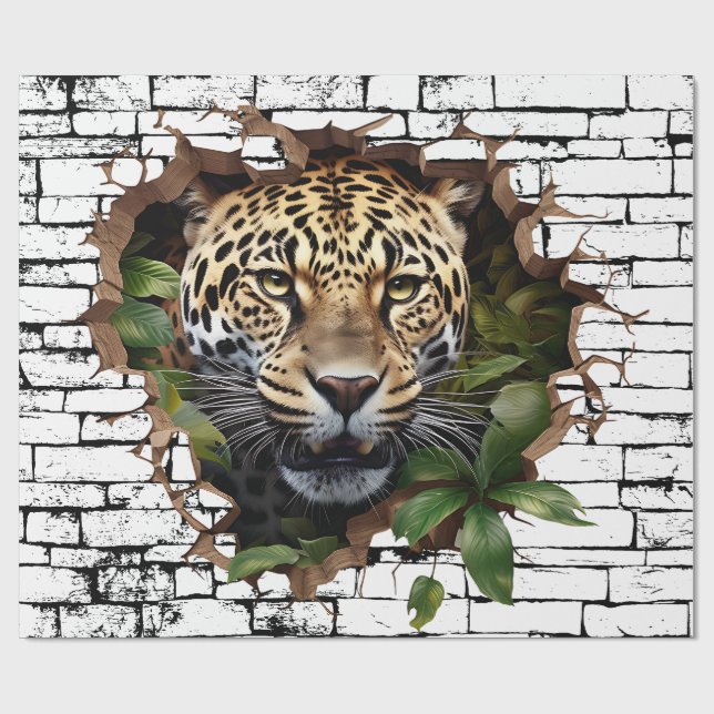 3D Leopard Mendrisiotto Geschenkpapier (Flach)