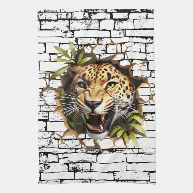 3D Leopard Mendrisiotto Geschirrtuch (Vertikal)