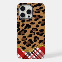 3D-Leopardenprint & Holiday-Karomuster iPhone 15 Pro Max Hülle