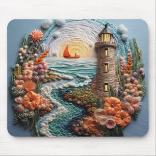 3D-Leuchtturm und Bay Sunset Mousepad