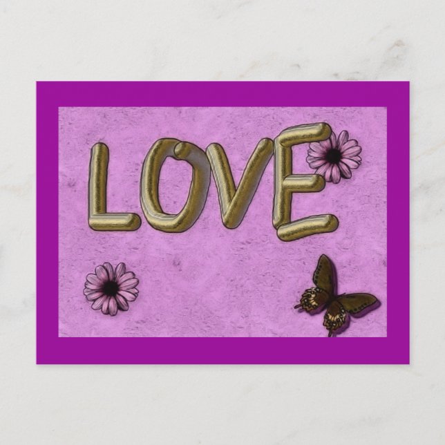 3D-Liebe Sie Gold Postkarte (Vorderseite)