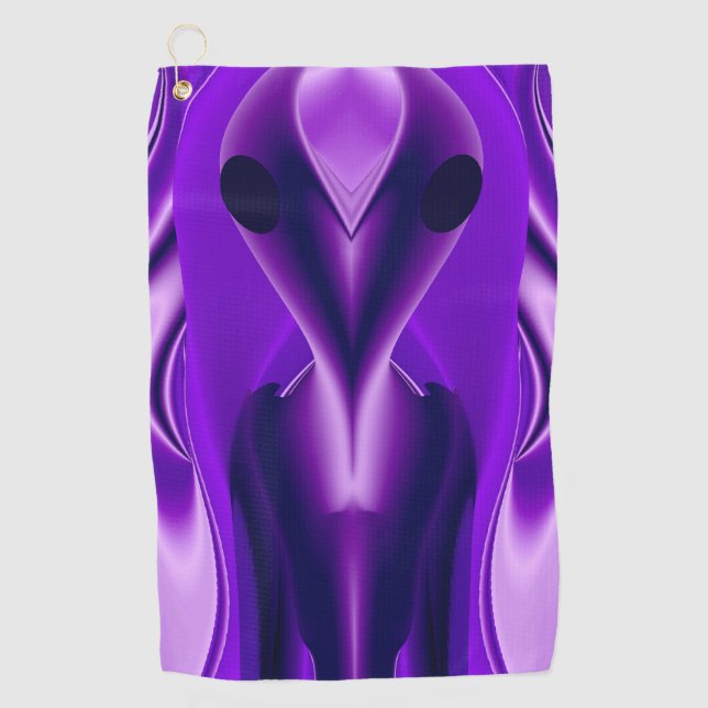 3D Lila Regenbogenträume , Alien Golfhandtuch (Vorderseite)