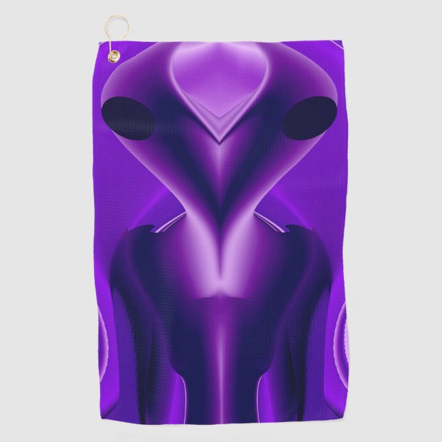 3D Lila Regenbogenträume , Alien Golfhandtuch (Vorderseite)