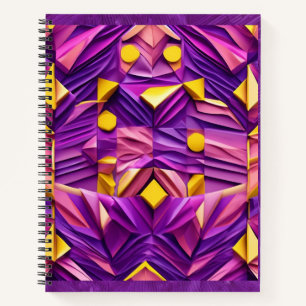 3D-Lila, rosa und gelb geometrisches Notebook Notizbuch