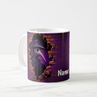 3D-Look gedruckte Mauer-Ausbruch Pest Doktor Kaffeetasse