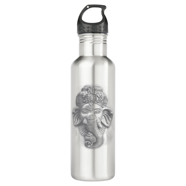 3d Lord Ganesha - Om Edelstahlflasche (Vorderseite)