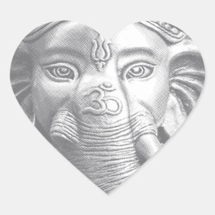 3d Lord Ganesha - OM Herz-Aufkleber