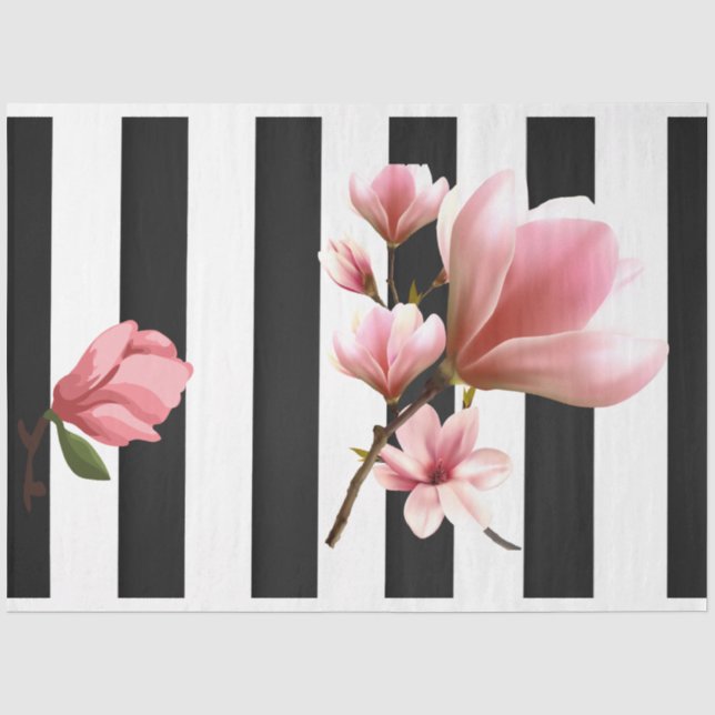 3D Magnolia Rosa Blume Dekoupage Tissue Paper Seidenpapier (Vorderseite)