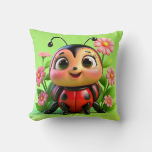 🐞 3D Marienkäfer-Blumen-Szene für gemütliche Heim Kissen