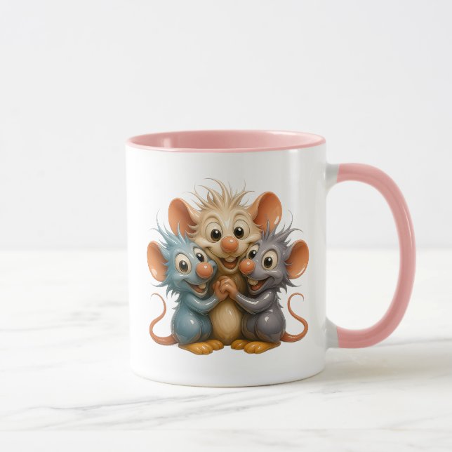 3D-Maustrio mit Reflektionen. Tasse (Rechts)