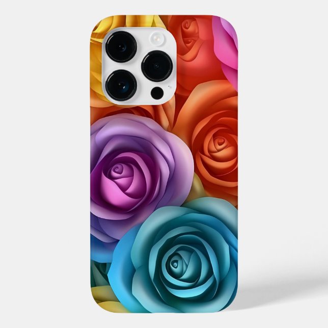 3D mehrfarbige Rose Case-Mate iPhone 14 Pro Hülle (Rückseite)