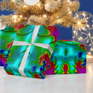 ~ 3D-mehrfarbiges Glossar-Fraktal ~ Weihnachten Geschenkpapier