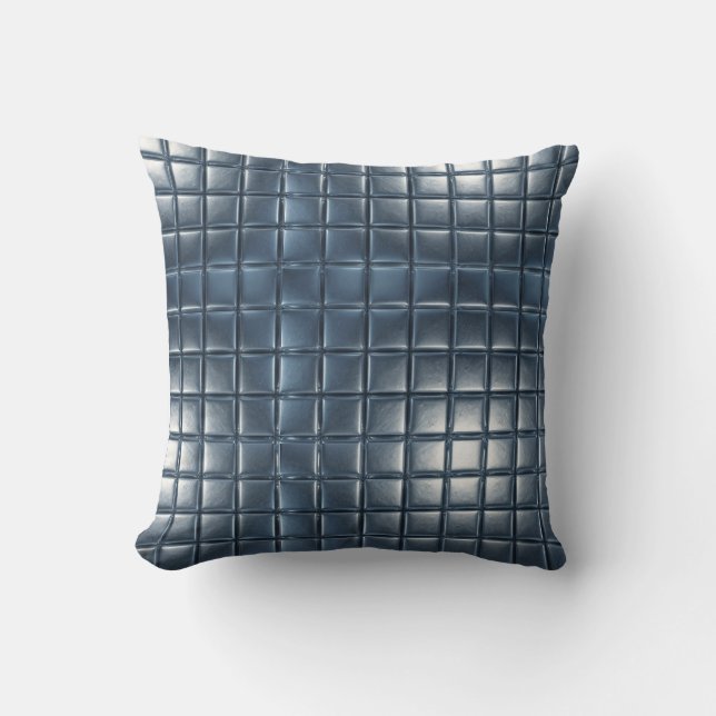 3D Metallic Blue-Gray Til Pattern with Highlights Kissen (Vorderseite)