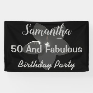 3D Metallische Silber-Blume 50 & Fabulous Banner
