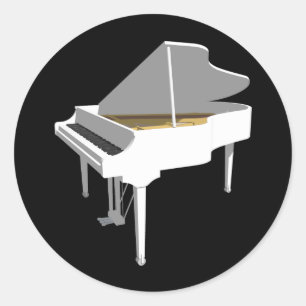 3D-Modell: White Grand Piano: Runder Aufkleber