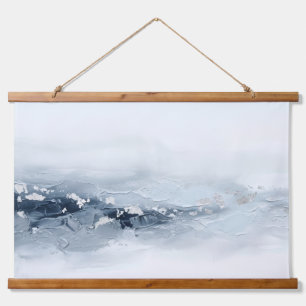 3D Moderne abstrakte Impasto-Gletscher-Silberfolie Wandteppich Mit Holzrahmen