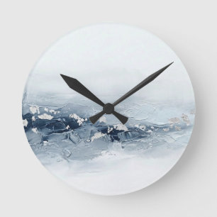 3D Moderne Gletscherblaue Silberfolie Abstrakte Ku Runde Wanduhr