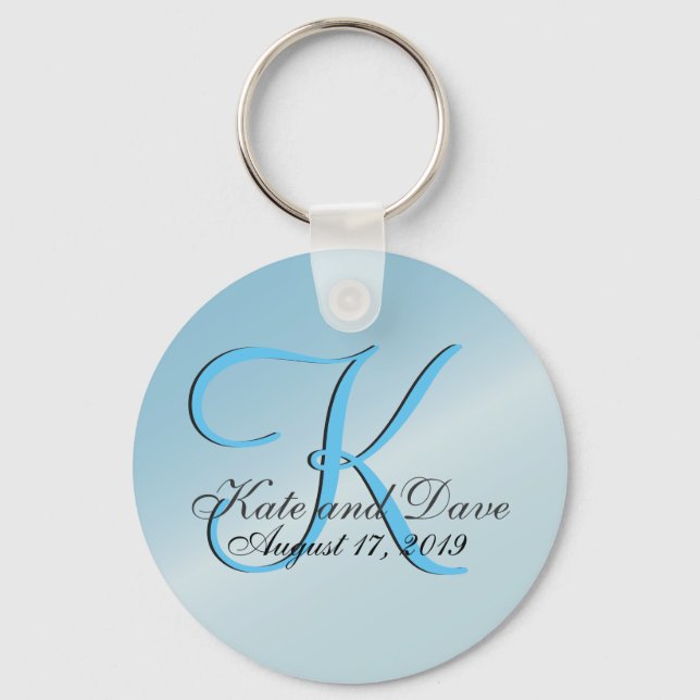 3d Monogram Aquamarine Schlüsselanhänger (Vorderseite)