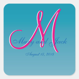 3d Monogramm blaues Wasser Runder Aufkleber