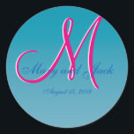 3d Monogramm blaues Wasser Runder Aufkleber<br><div class="desc">3d Monogramm blaues Wasser</div>