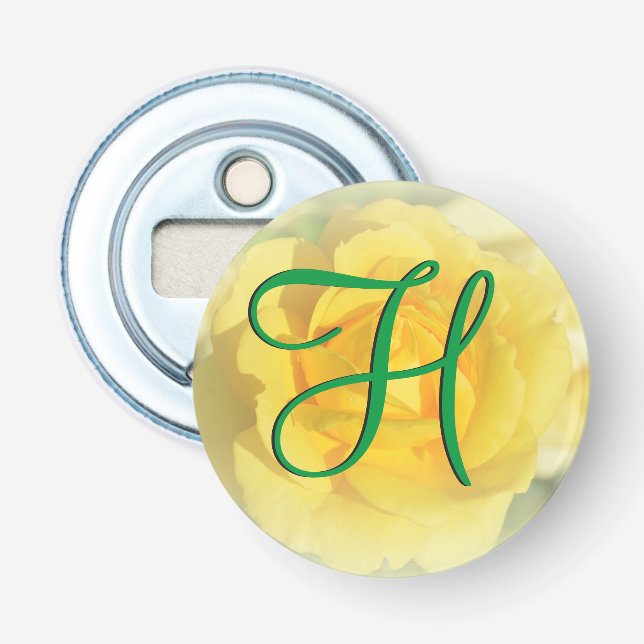 3d Monogramm Gelbe Rose Flaschenöffner (Vorderseite)