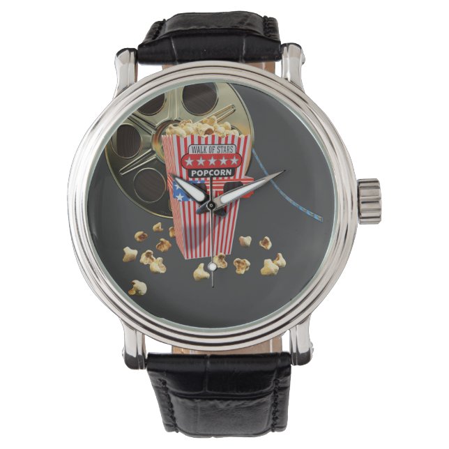 3d Movie Reel and Buttered Popcorn Armbanduhr (Vorderseite)