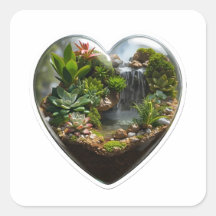 3D-Natur-Terrarium-Herz-Wasserfall-Aufkleber