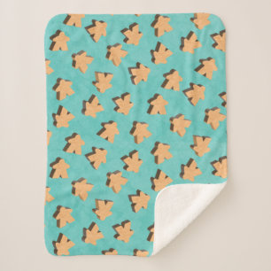 3D Naturholz Meeples auf Aquamarin Blue Sherpadecke