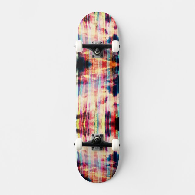 3D Neon Strip Skies Skateboard (Vorderseite)