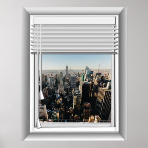 3D New York City Fake-Fenster-Ansicht Poster