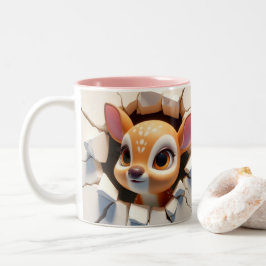 3D Niedlich Baby Deer Hot Cocoa Kaffees Tiere Zweifarbige Tasse