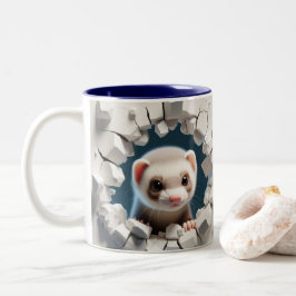 3D Niedlich Baby Ferret Hot Cocoa Kaffees Tiere Zweifarbige Tasse