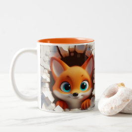 3D Niedlich Baby Fox Hot Cocoa Kaffees Tiere Zweifarbige Tasse
